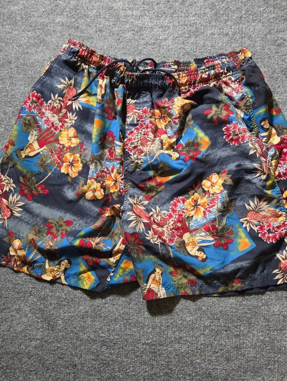 Faded Glory XL Dark Navy Floral Swim Shorts
